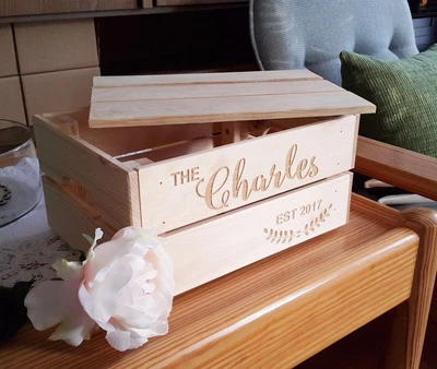 Wooden Wishing Well Crate With Lid Personalised • $84.95