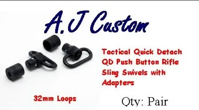 A.J Custom Tactical QD Push Button Rifle Sling Swivels With Adapters 32mm UK • £9.99