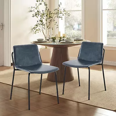 PU Leather Dining Chairs Set Of 2 Mid Back Modern Upholstered Dining Room Kitch • $205.99