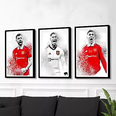 £8.99 • Buy Set Of 3 Marcus Rashford Casemiro Manchester United Wall Art Poster Prints A4 A3