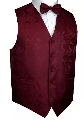 Men's Paisley Formal Tuxedo Vest Bow-Tie & Hankie Set. Wedding Prom Cruise • $22.95