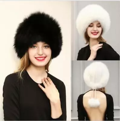 Women Ladies Warm Hat Real Fur Knitted Fox Fur Earmuff Cap Luxury Pom Pom Hat • $20.51