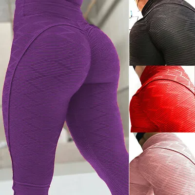 £5.99 • Buy Women Gym Anti-Cellulite Yoga Pants Ladies Scrunch Bum Push Up Leggings Trousers