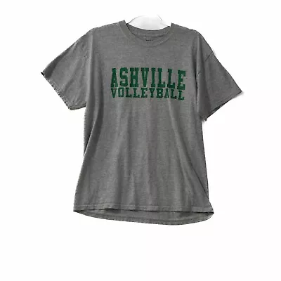 Gildan Men Gray T-Shirt Pullover Graphic Ashville Volleyball Crew Short Sleeve L • $9.94