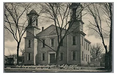 First Congregational Church MARIETTA OH Ohio Vintage 1908 Postcard • $4.99