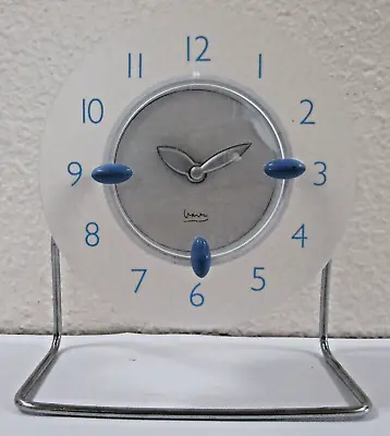 Vintage Michael Graves Blue Frosted Clear White Acrylic Modern Table Clock • $50