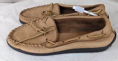 Minnetonka Moccasins 10.5  Long Size Markings Worn Off Brown Casual Vintage Look • $24.13