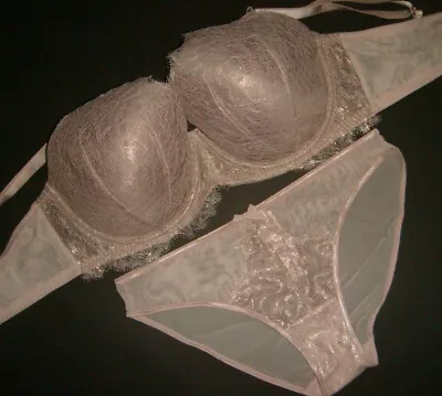 NWT Victoria's Secret 36DDD BRA SET L PANTY Taupe Rose Pink GOLD Foil VERY SEXY • $79.99