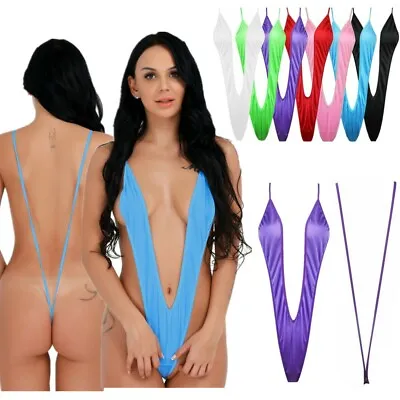 Women SEXY Bathing Suit Bikini Deep V Neck Bodysuit Sling Shot Monokini Swimsuit • $7.35