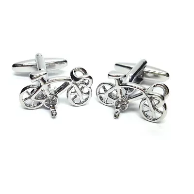 £7.99 • Buy New Silver Racing Bike Cufflinks X2aj218/60.18 Free Pouch