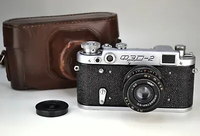 SOVIET USSR  FED-2  RANGEFINDER Camera+ INDUSTAR-50 Lens F3.5/50 M39 Mount (85) • $55.55