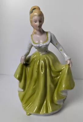 Vintage Ceramic Victorian Lady Maiden Woman Figurine Dancing In Green Dress • $9.99