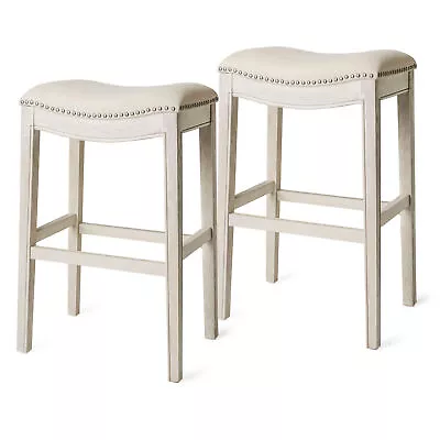 Maven Lane Adrien Saddle Bar Stool 31 H Brushed White Oak (Open Box) (2 Pack) • $120.99