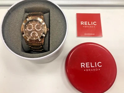 $19.99 • Buy Womens New Relic Chronograph Style Brown Watch Crystal Accents New In Box