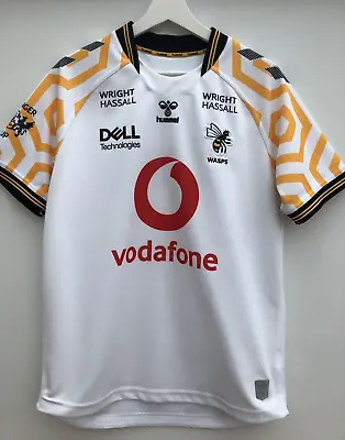 WASPS Rugby Shirt 2021/22 Away White Hummel Short Sleeve Mens Medium M • £19.95