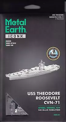 Fascinations ICONX USS Roosevelt Aircraft Carrier CVN71 3D Metal Earth Model Kit • $16.95