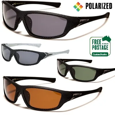 $14.95 • Buy Xloop Polarised Sunglasses - Carbon Fibre Print - Mens Wrap - Polarized Lens