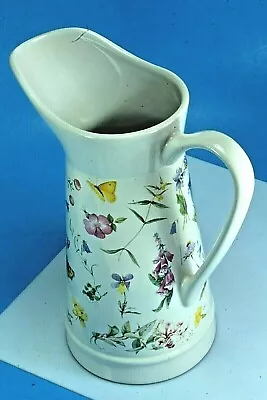 Vintage 1999 Majolein Bastin Butterflies & Flowers Ceramic White Pitcher. 40oz. • $19.99