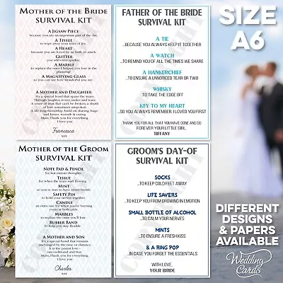 £1.94 • Buy Survival Kit Mother Of Bride Groom Father Wedding Present Gift Thank You Card A6