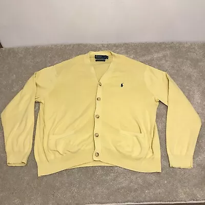 Polo Ralph Lauren Sweater Mens XL Yellow Knitted Button Cardigan Pima Cotton • $39.99