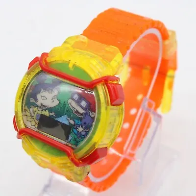 Vintage Nickelodeon X Rugrats Digital Watch Unisex Orange Tone Rubber Band 90s • $13.20