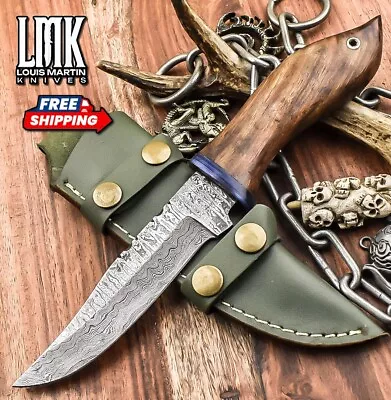 Forged Hunting Skinner Knife Twist Damascus Walnut Wood Wooden Bolster EDC • $6.50