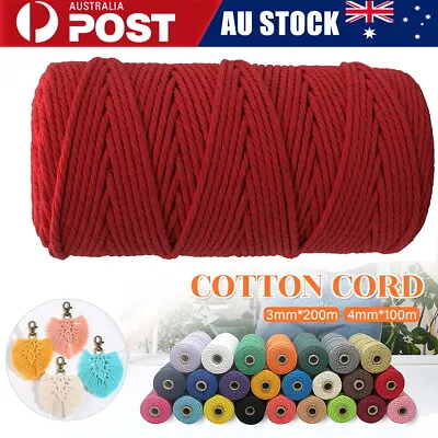 $9.25 • Buy 4mm 100M Natural Cotton Twisted Cord Craft Macrame Artisan Rope Weaving Wire AUS