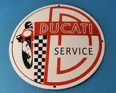 Vintage Ducati Sign - Motorcycle Dealership Service Porcelain Auto Gas Pump Sign • $142.47