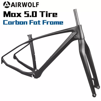 $916.66 • Buy AIRWOLF Carbon Fiber Fat Bike Frame+Fork Snow MTB Frameset T1000 26er 5.0  Tire