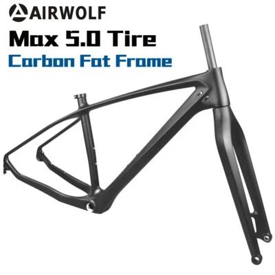 AIRWOLF Carbon Fiber Fat Bike Frame+Fork Snow MTB Frameset T1000 26er 5.0  Tire • $916.66