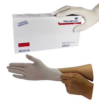 Disposable Nitrile Gloves Latex Powder Free White Medical Grade PPE 200 Boxed • £0.99