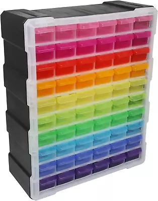 60 Drawer Organizer Multicolor - Multi-Purpose Plastic Cabinet - Small Parts St • $77.94