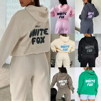 UK White Fox Boutique Hoodie Sweatshirt Womens Pullover Hoodies 2pcs Tracksuit • £24.39