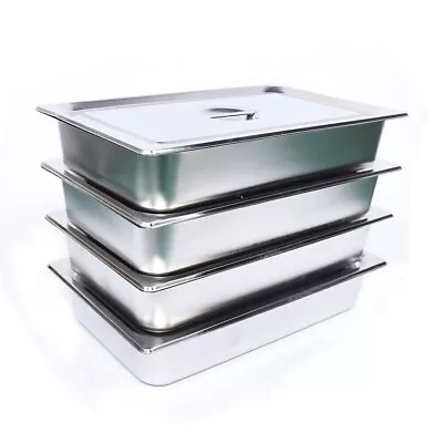 4 Pack Pans Steam Table Pan With Lid Food Pan Commercial Hotel Stainless Steel  • $51.30