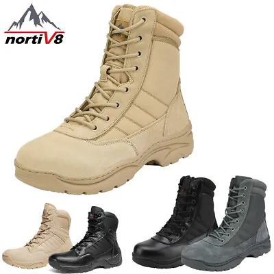 NORTIV 8 Men's Military Tactical Work Hiking Boots Leather Motorcycle Combat • $63.99