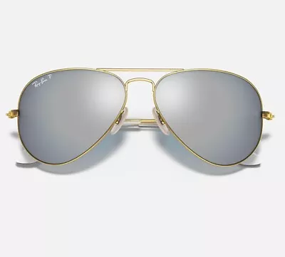 Ray-Ban RB3025 112/W3 Aviator Matte Gold With Silver Mirror Polarized Sunglasses • $90