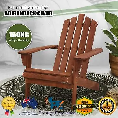 $82.26 • Buy Outdoor Sun Lounge Beach Chairs Table Setting Wooden Adirondack Deck Patio Brown