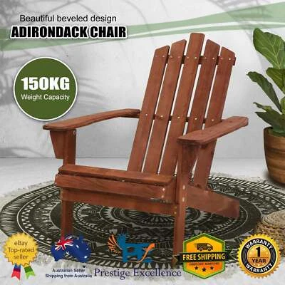 $82.26 • Buy Outdoor Sun Lounge Beach Chairs Table Setting Wooden Adirondack Deck Patio Brown
