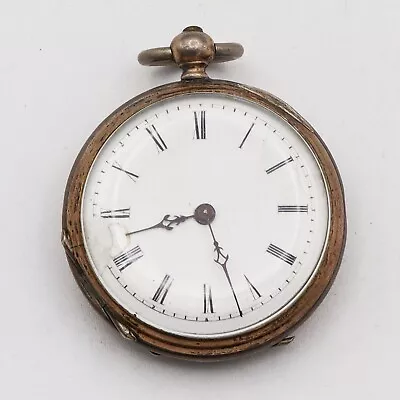 Antique Sterling Silver Pocket Watch Etched Back UNTESTED • $1.29