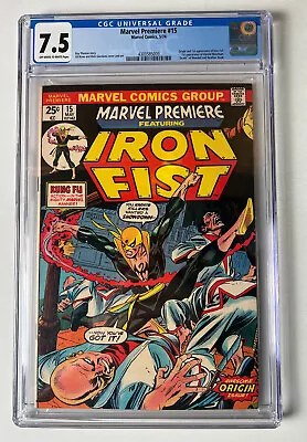 Marvel Premiere #15 CGC 7.5 1st Appearance Iron Fist 🔥 NO RESERVE 🔥 1974 • $180.50