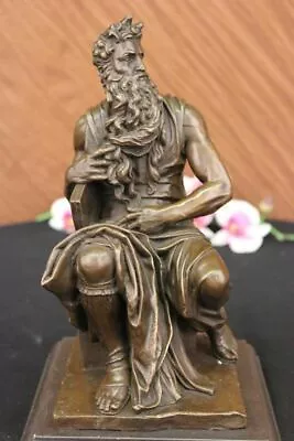 Bronze Statue Of Moses And The Ten Commandments Figurine Statue Vintage Artwork • $174.65