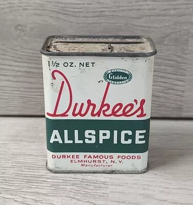 Vintage Durkee's Allspice Tin Can Kitchen Retro Advertising Nice Graphics  • $7.99