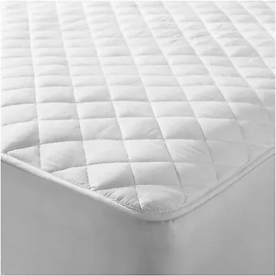 Quilted Fitted Mattress Protector Single Cot Bed 4 Foot King Size Pillow Pair • £3.99