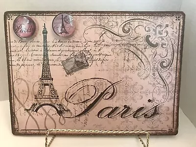 Paris Magnetic Memo/Photo Board 8x11 W/2 Magnets  Shabby Chic Hang Or Stand EUC • $14.99