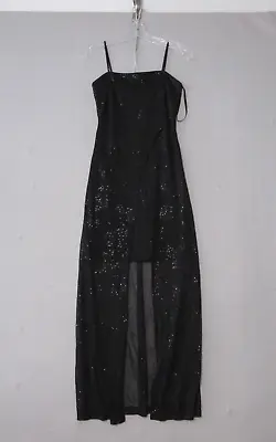 Vintage 90s Y2k Maxi Dress Women Small Black Next Up Wrap Sheer Grunge Shimmer • $42