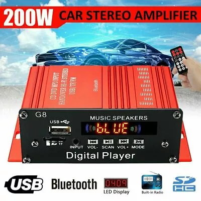 200W HIFI Digital Bluetooth Stereo Audio Power Amplifier AMP AUX FM Mic+ Remote • $15.50