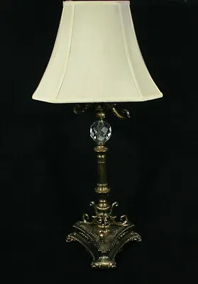 Vintage L&L WMC Cast Metal/Crystal Ornate Table Lamp • $209.50