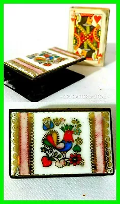 Unique Antique Brass Painted Rooster On Porcelain Match Holder & Matchbook NEAT! • $29.99