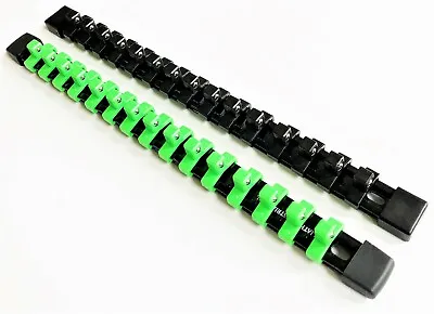 2 Goliath Industrial 3/8 Abs Mountable Green/black Socket Rails Holder Organizer • $11.99