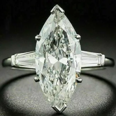 14k White Gold 4.55Ct Marquise Cut Lab Created Diamond Engagement Wedding Ring • $233.20